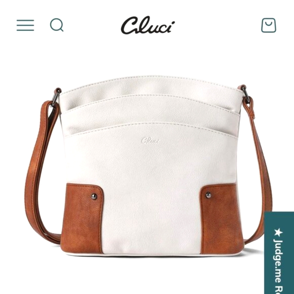 Cluci Amos Triple Pockets Vintage Crossbody Bag Beige & Brown NWT - Picture 1 of 14
